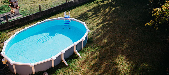 aerial view of above ground pool