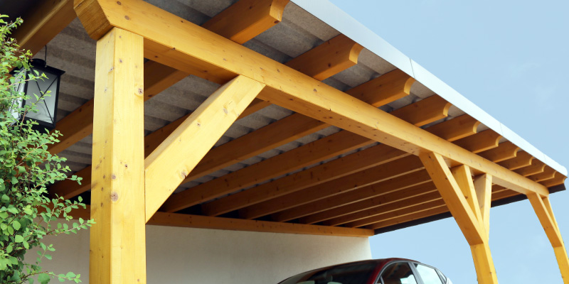 wood carport with metal roof