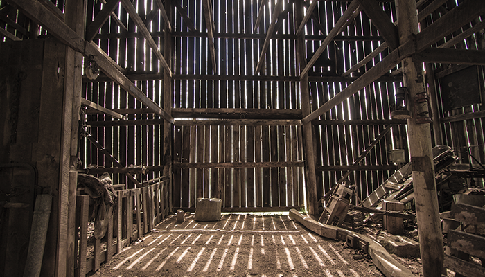 inside of an old barn
