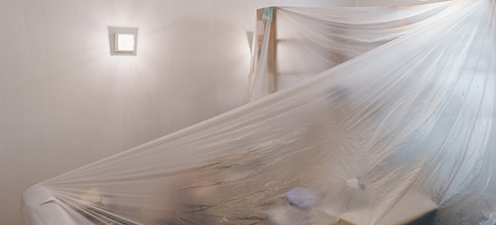 use plastic sheeting to protect property