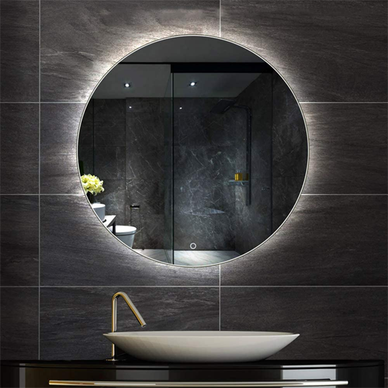 backlit circle bathroom mirror