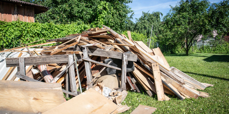 pile of wooden fence debris