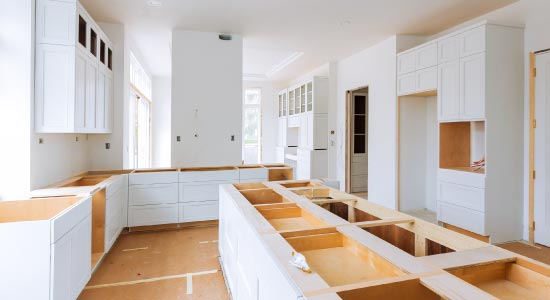 kitchen in the middle of remodeling project