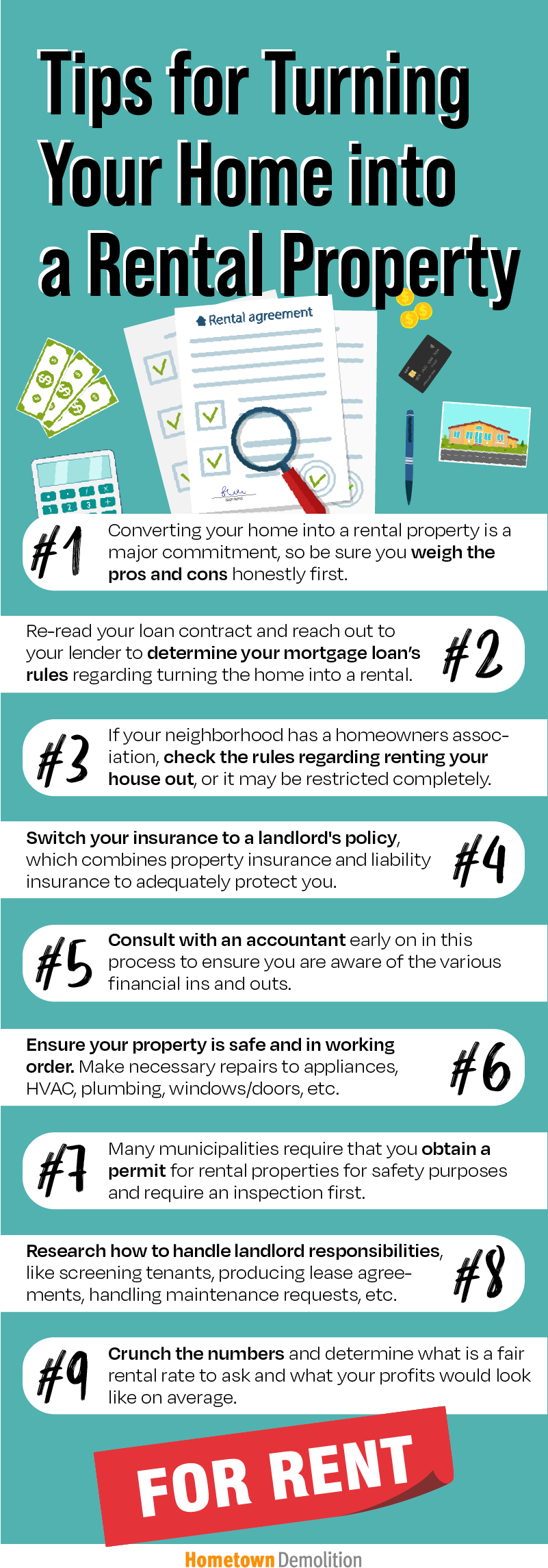 tips for turning home to rental property infographic