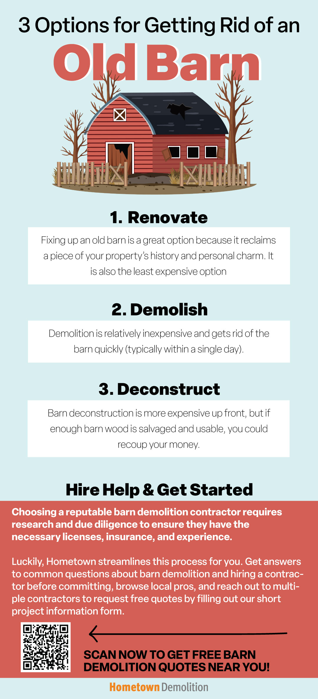 3 Options for Getting Rid of an Old Barn Infographic