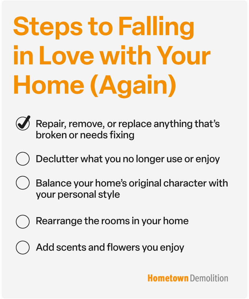 steps to falling in love with your home again infographic