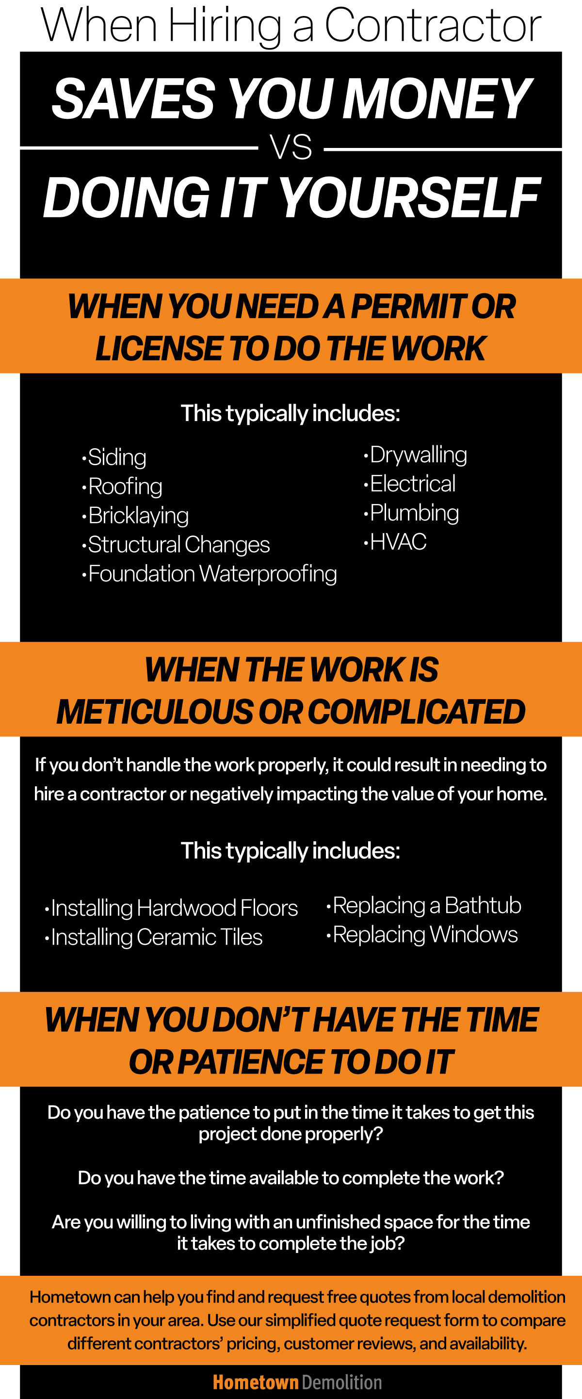 When Hiring a Contractor Saves You Money vs. Doing It Yourself Infographic