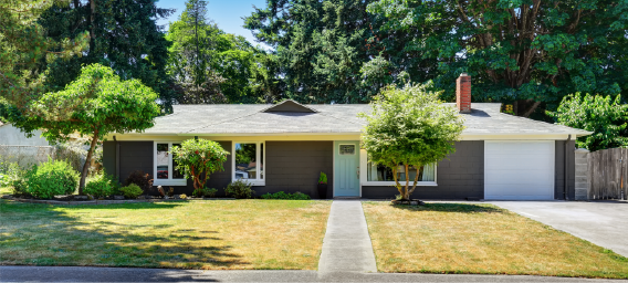 well landscaped exterior of typical American ranch home