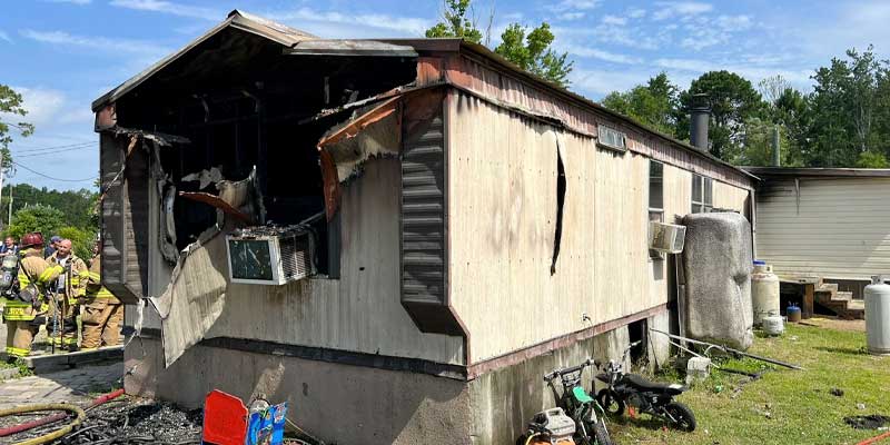 fire damaged mobile home