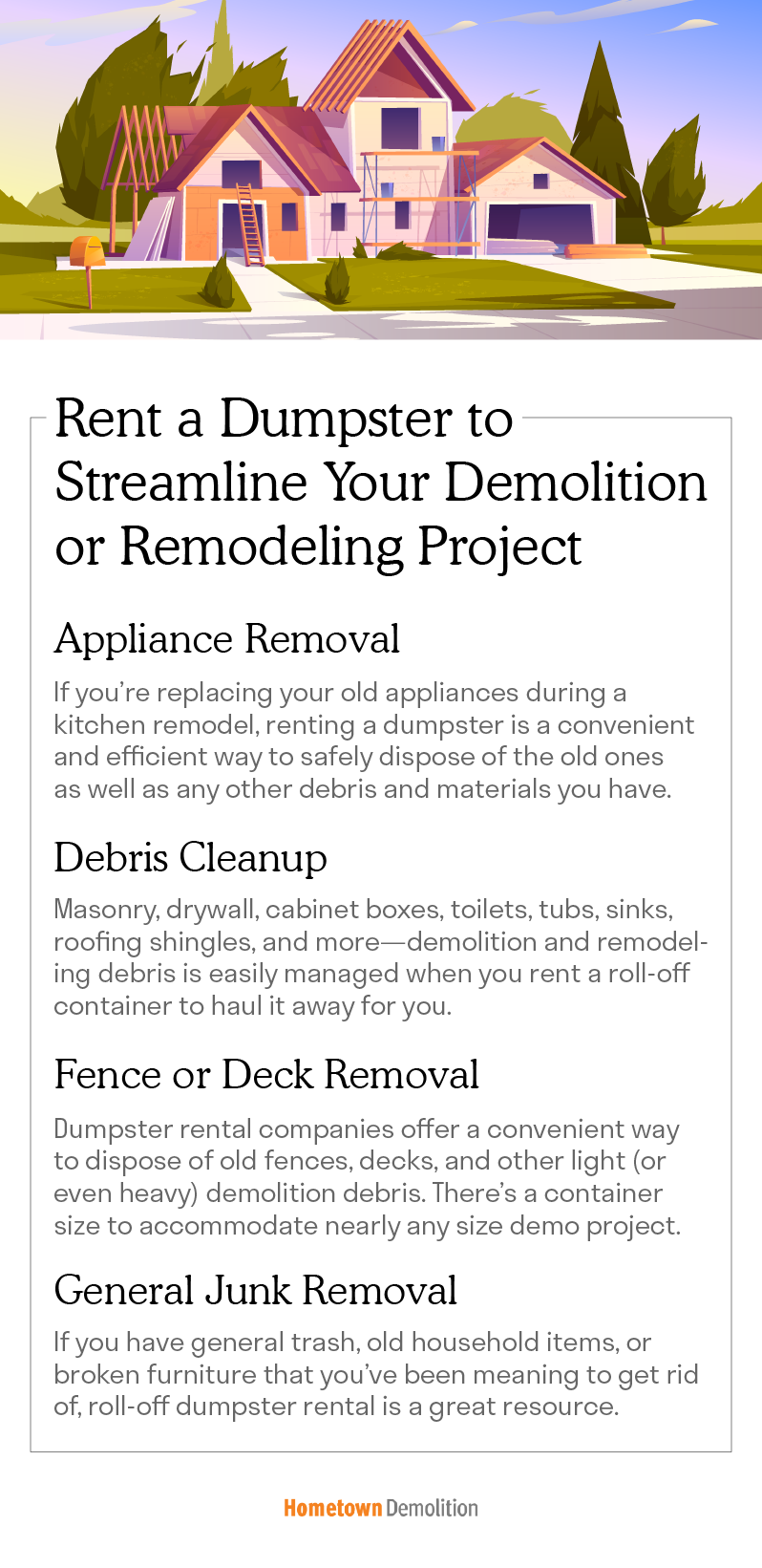 dumpster rental for demolition and remodeling