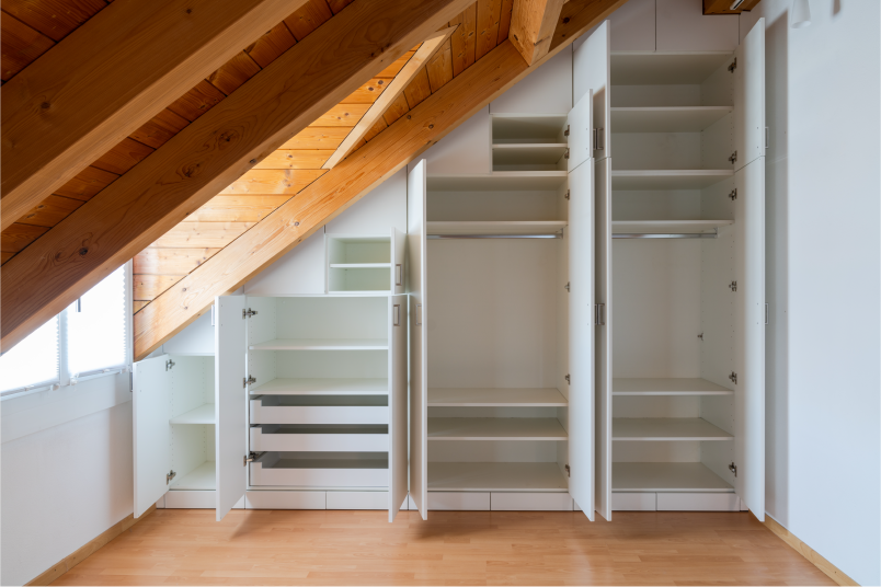 built-in shelving unit