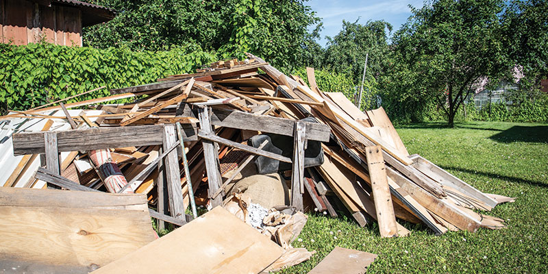 pile of fence debris