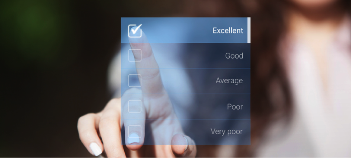 person selecting quality of service in online review