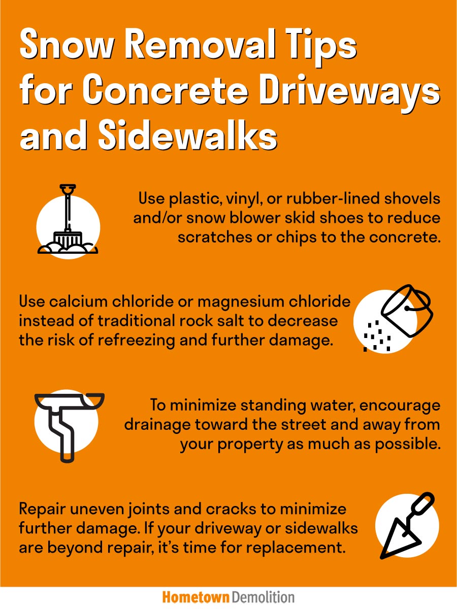 snow removal tips to protect concrete infographic