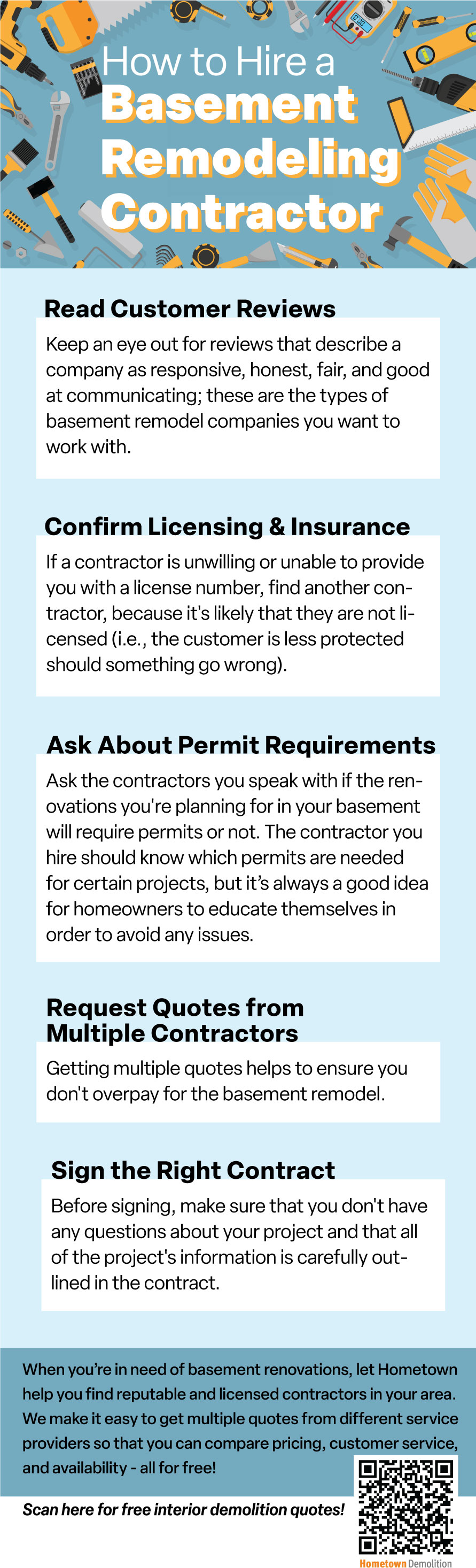How to Hire a Basement Remodeling Contractor Infographic