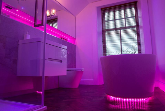 pink led lights bathroom