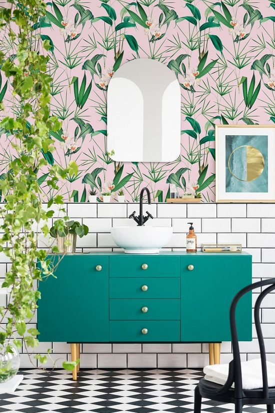 colorful bathroom wallpaper