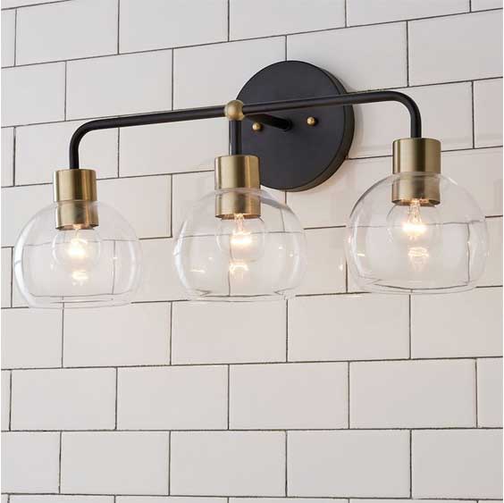 modern lighting fixture in bathroom