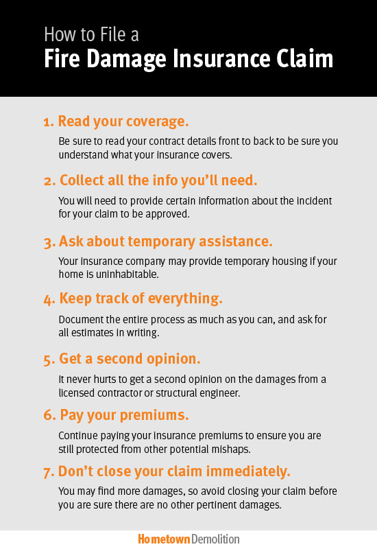 how to file a fire damage insurance claim infographic