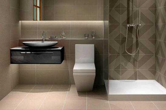 square smart toilet in modern bathroom