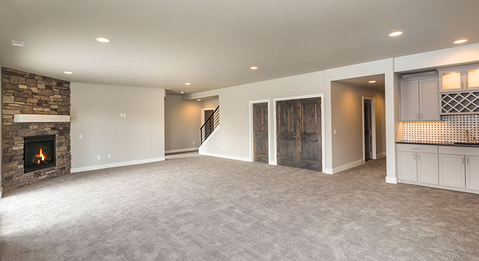 empty remodeled basement