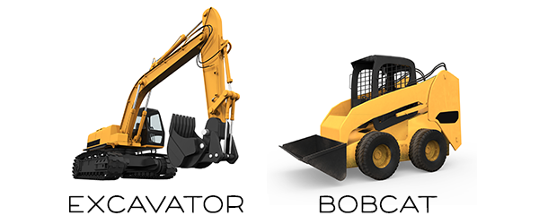 Excavators and Bobcats are common pool removal equipment