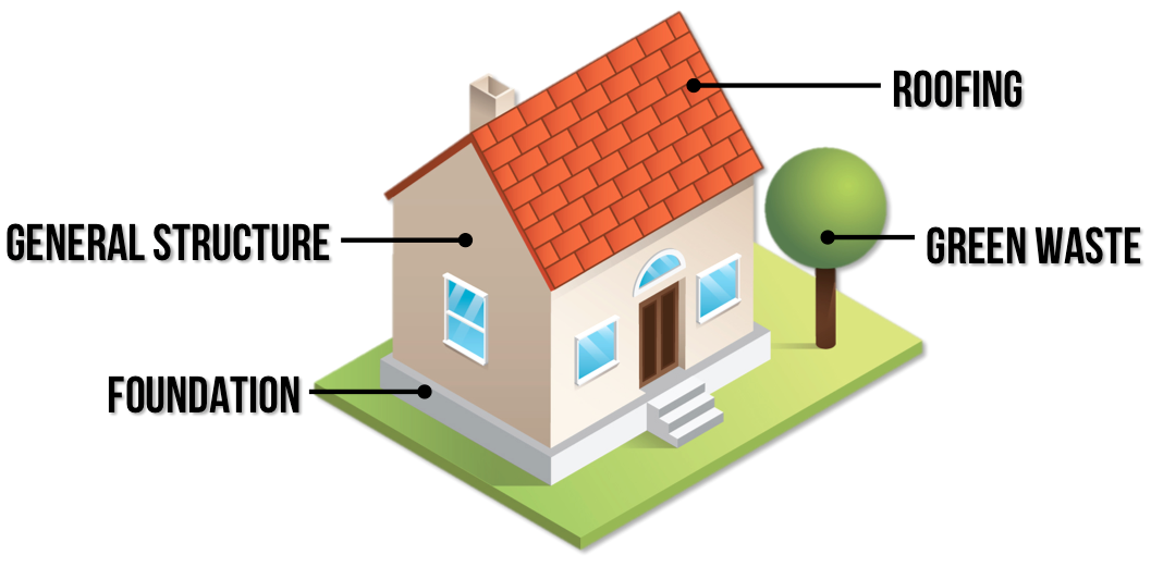 calculate the amount of debris from house demo