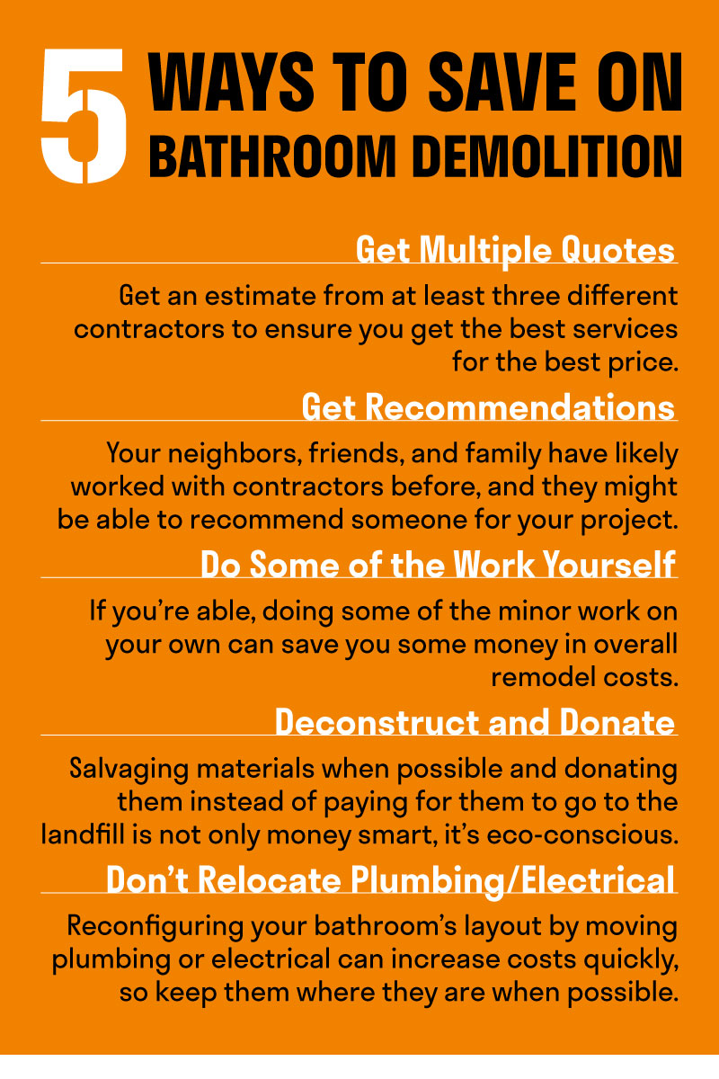 save money on bathroom demolition infographic