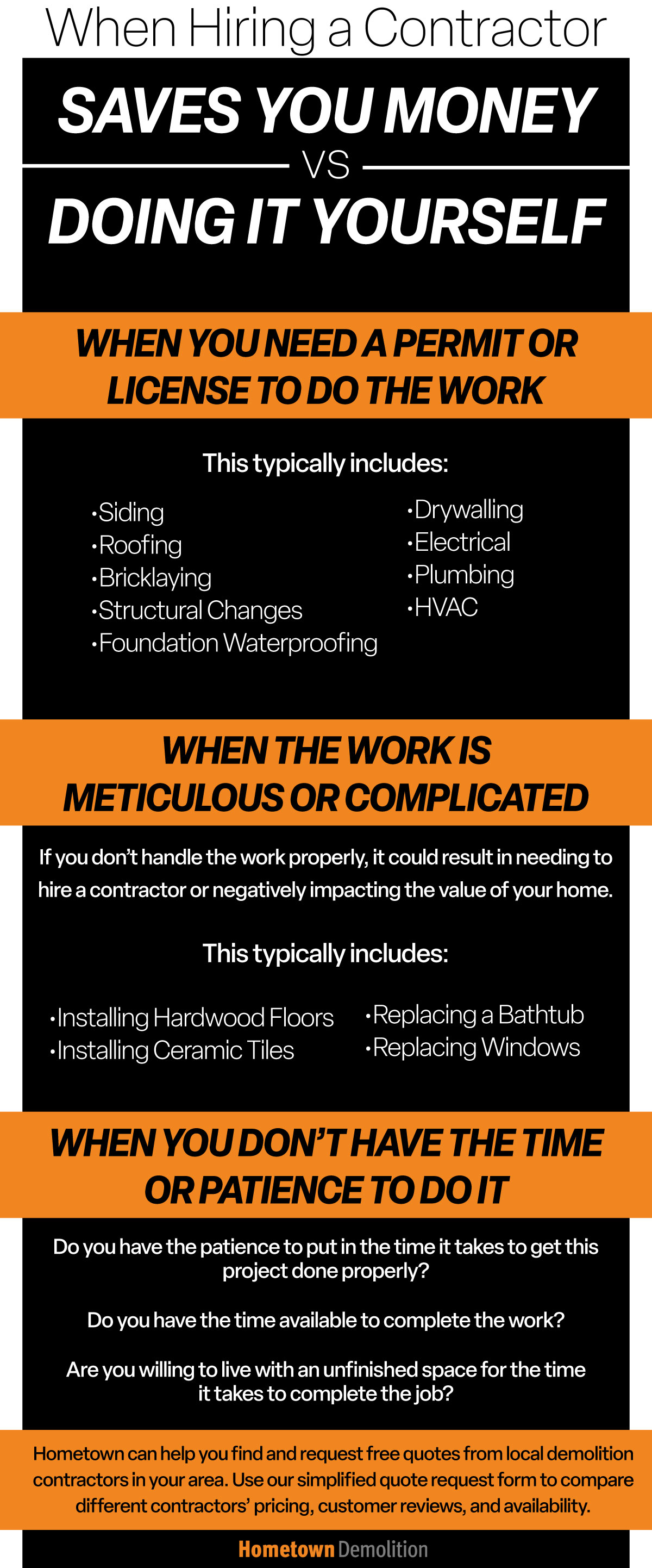 When Hiring a Contractor Saves You Money vs. Doing It Yourself Infographic