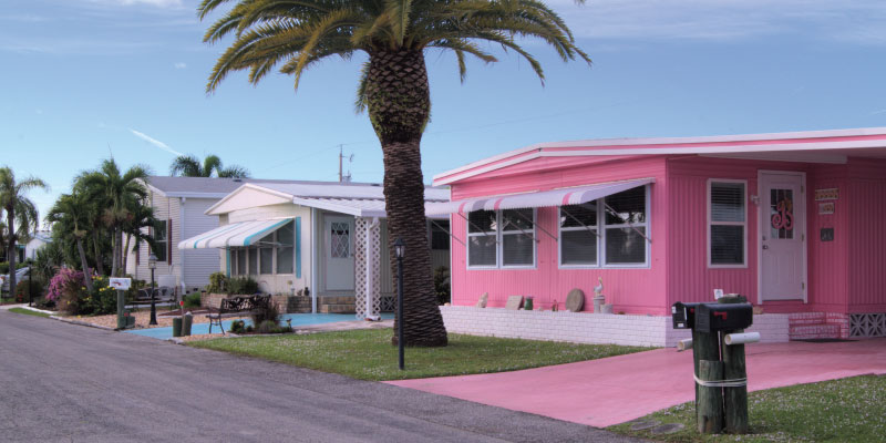 row of mobile homes in neighborhood