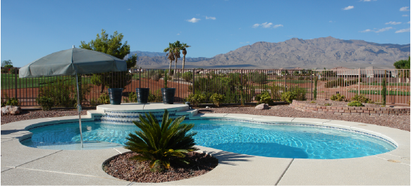 new concrete pool deck in the desert