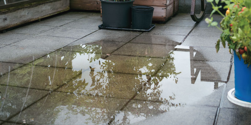 poorly draining concrete patio