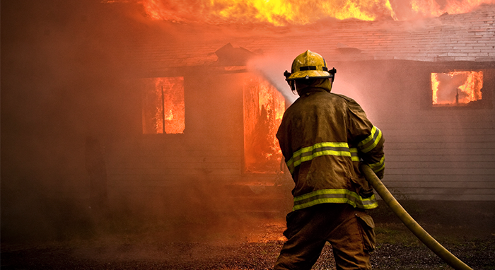 burning house for fire training exercise